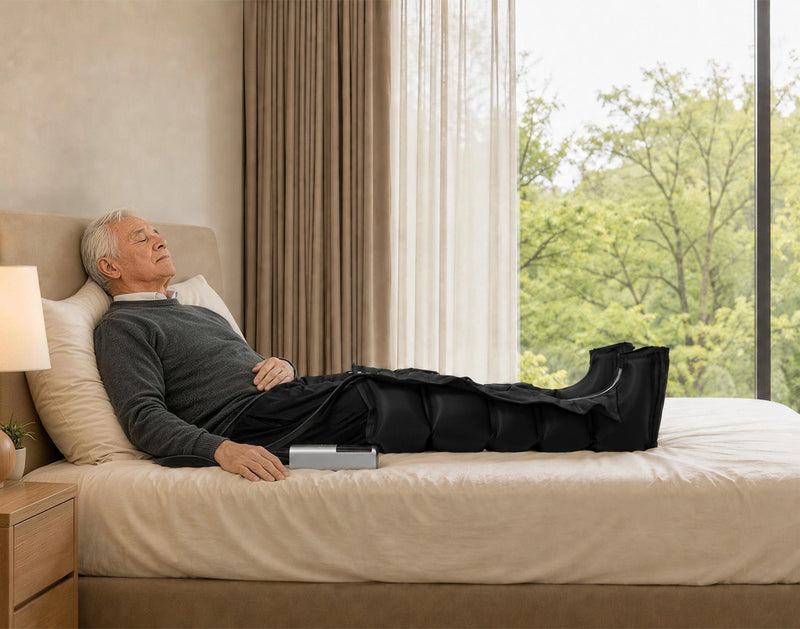 Enjoy adjustable full-leg compression from the comfort of home.