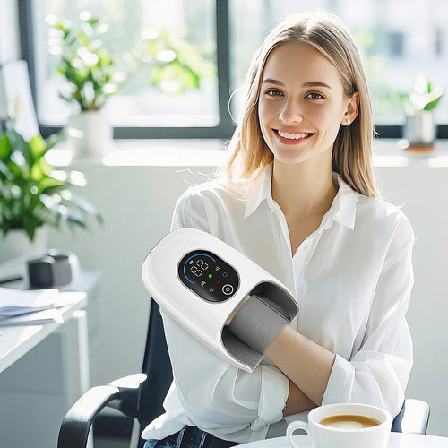 MZCNU Cordless Hand Massager Pro with Heat & Cooling — Compact Air Compression for Hand & Wrist Relief