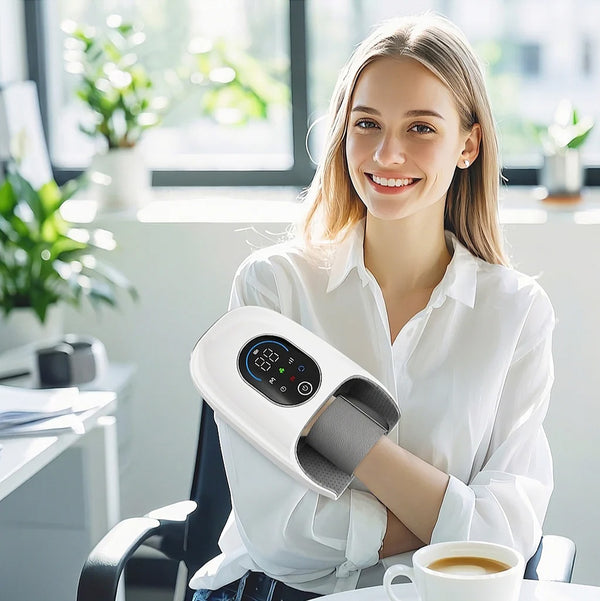 MZCNU Cordless Hand Massager Pro with Heat & Cooling — Compact Air Compression for Hand & Wrist Relief