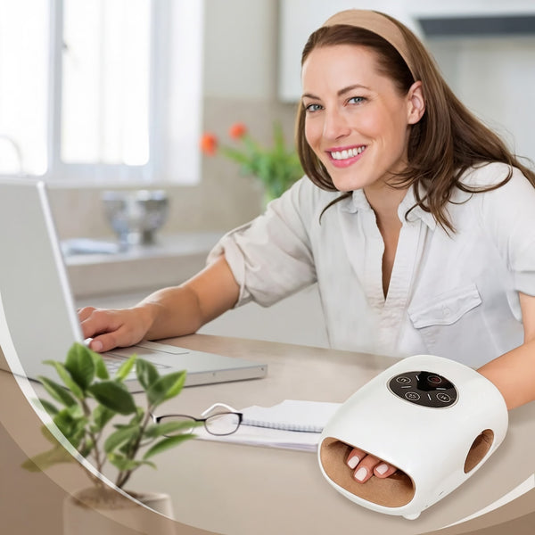 MZCNU Rechargeable Hand Massager with Heat — Compact Air Compression for Hand & Wrist Relief